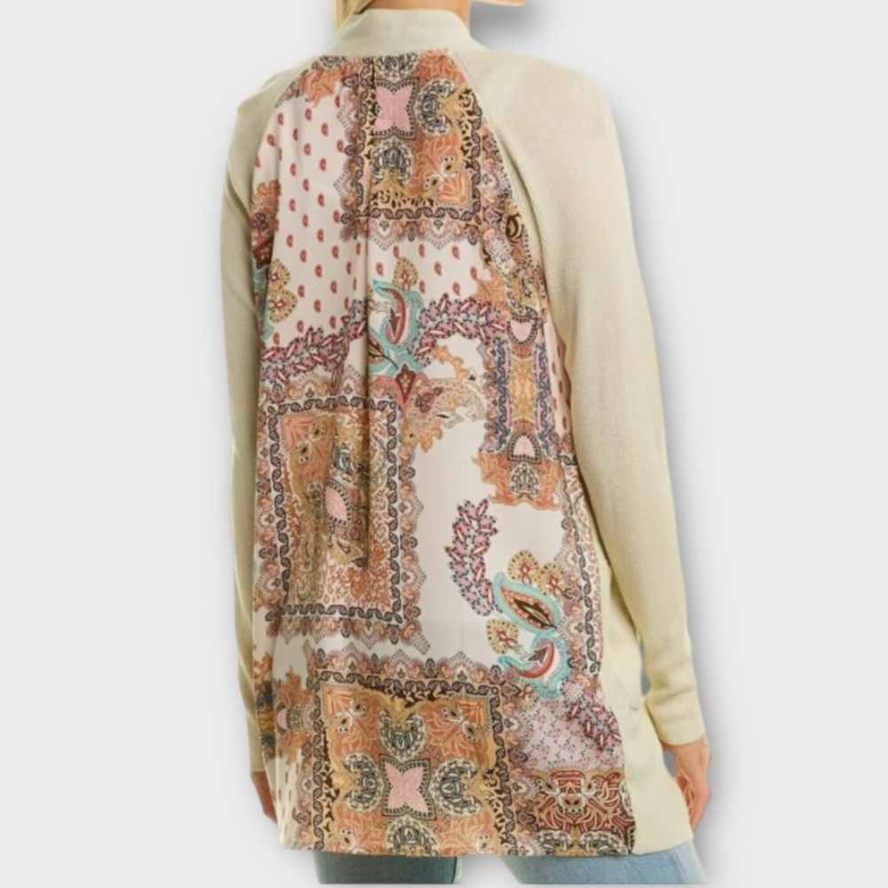 Johnny Was Women’s Sweater Cardigan Small Silk Cashmere Paisley Boho Chic
